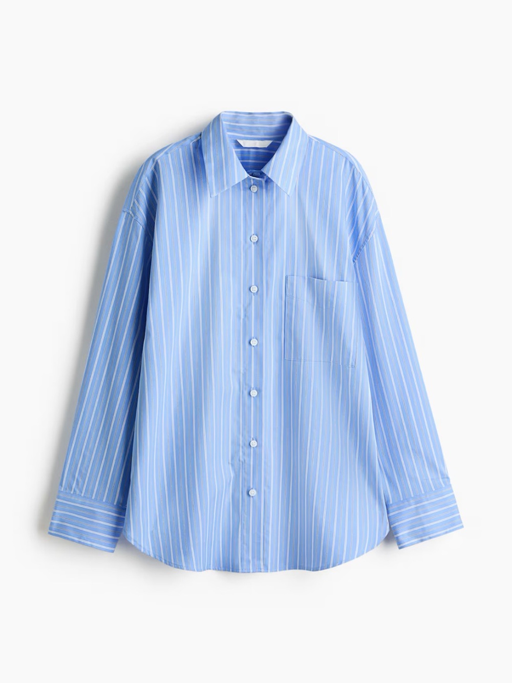 H&M Blue Stripe Oversized Poplin Shirt Size Medium 100% Cotton